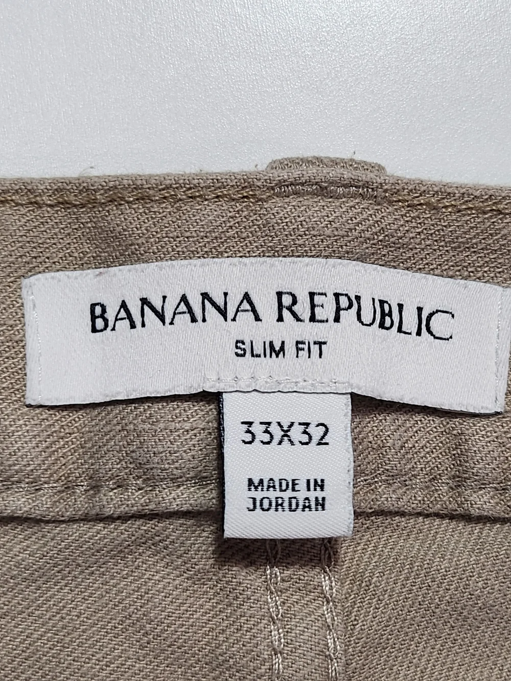 Banana Republic Slim Fit Linen Blend Stretch Pants Khaki Tan Size 33x32